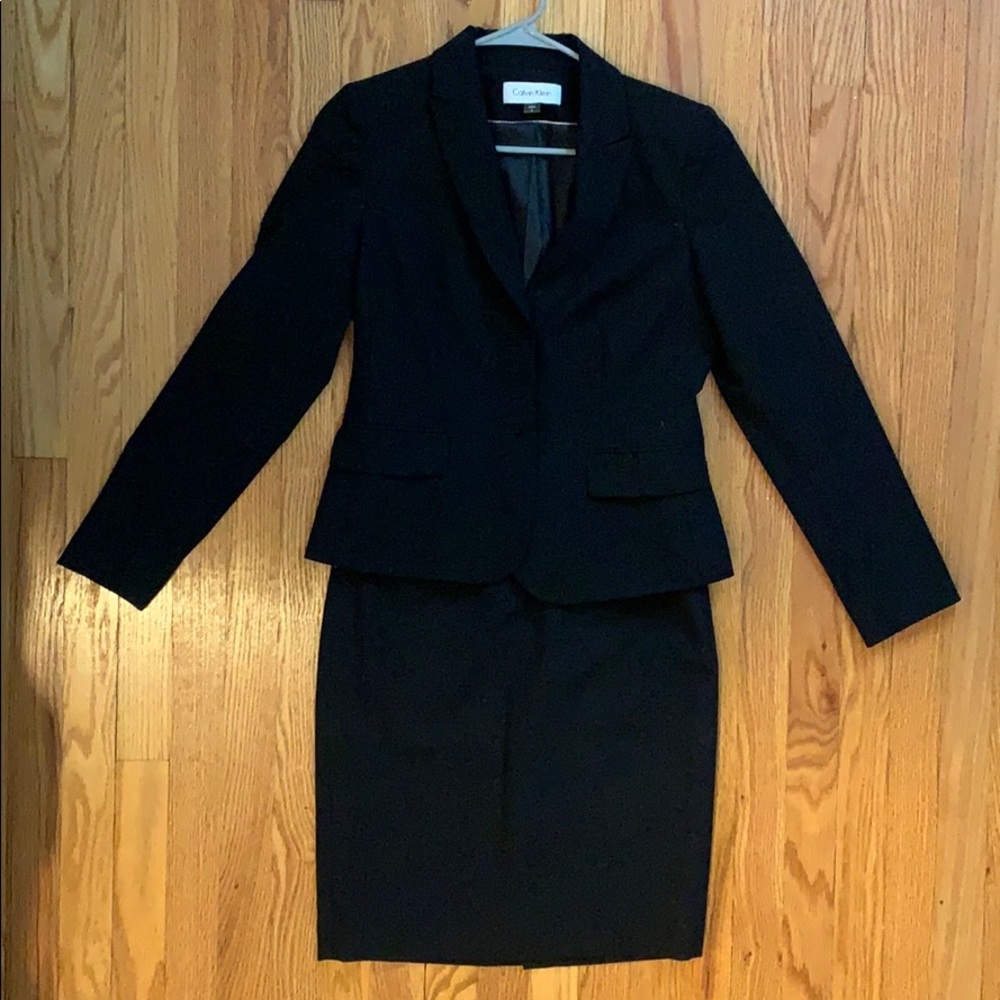 Calvin Klein Black Skirt Suit size 4